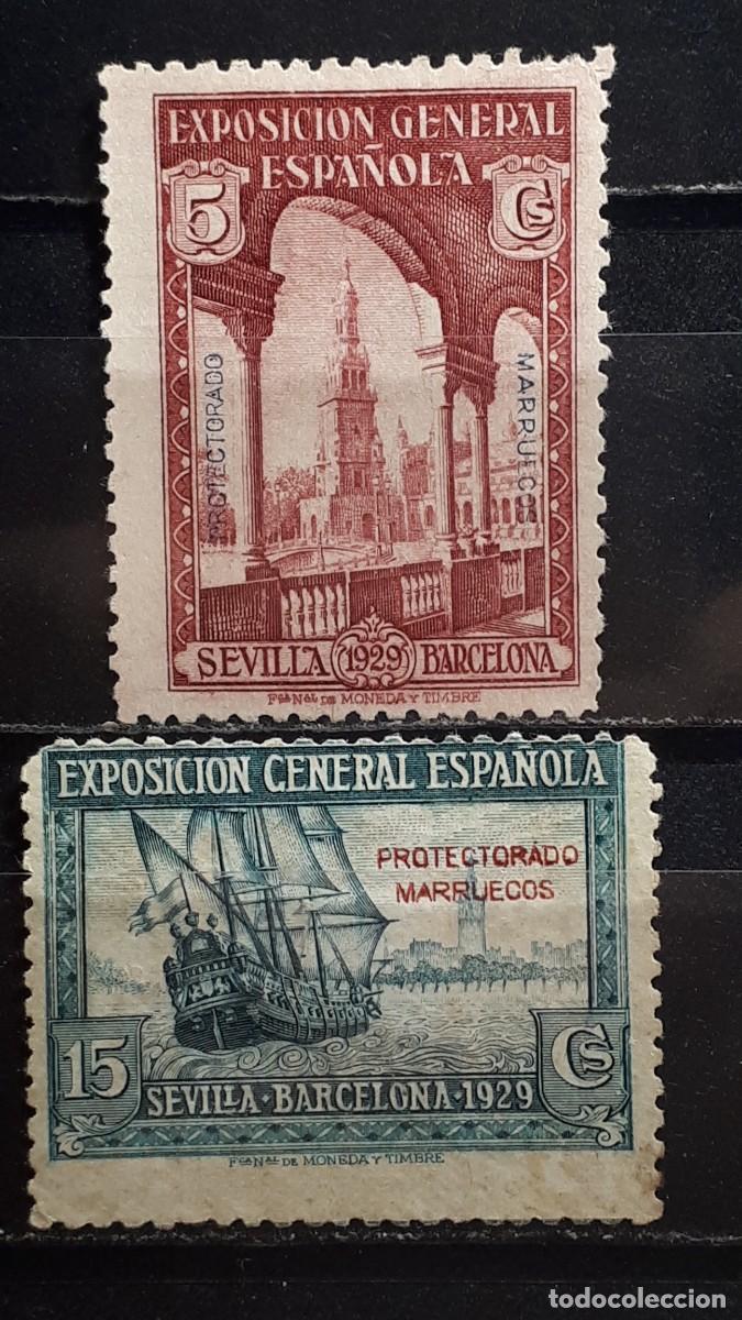 Sellos: MARRUECOS. A&Ntilde;O 1929. (*). EDIFIL 121, 123