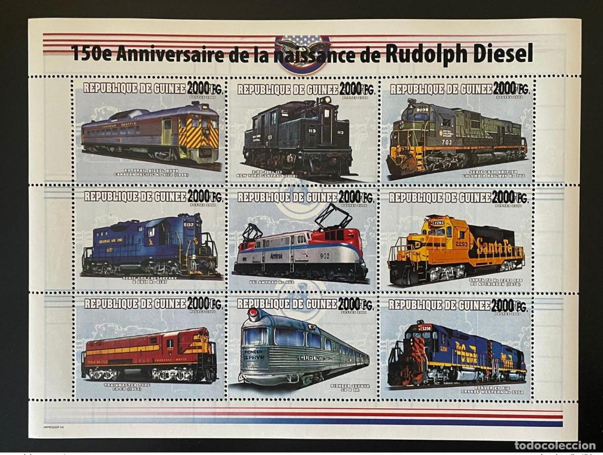 Sellos: Guinea 2008 Mi. 6198-6206 Trenes sobrecargados ferrocarriles locomotoras Rudolph Diesel