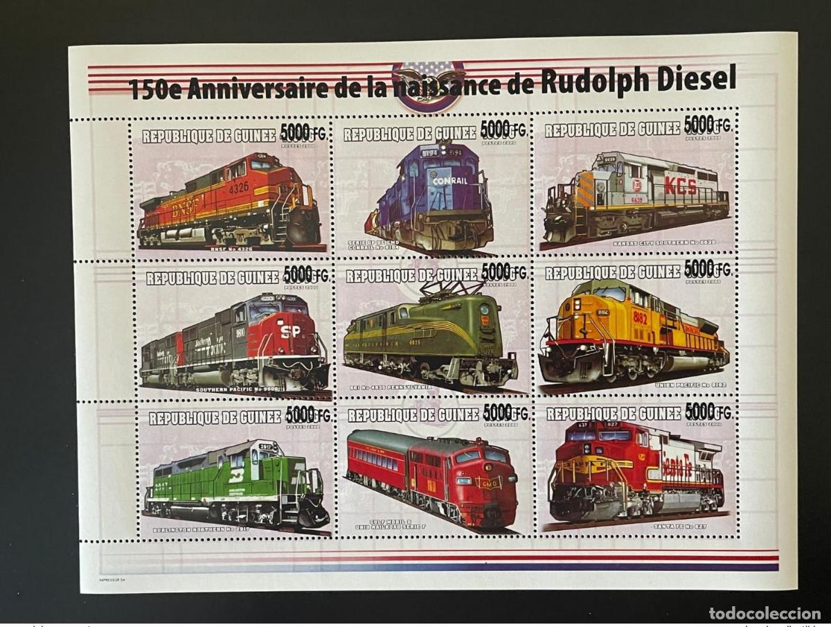 Sellos: Guinea 2008 Mi. 6207-6215 Trenes sobrecargados ferrocarriles locomotoras Rudolph Diesel