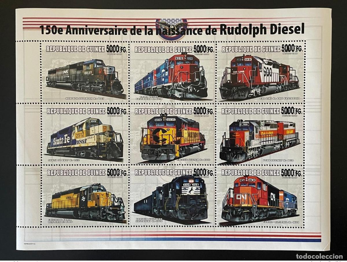 Sellos: Guinea 2008 Mi. 6216-6224 Trenes sobrecargados ferrocarriles locomotoras Rudolph Diesel
