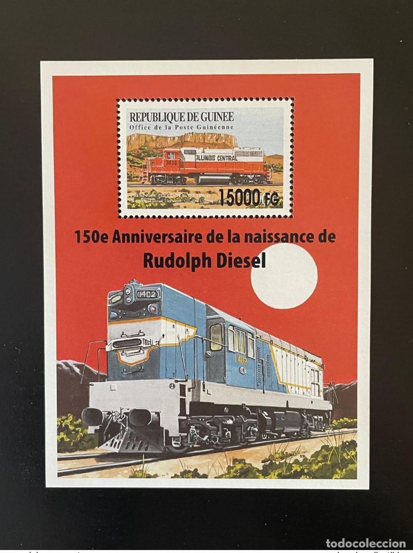 Sellos: Guinea 2008 Mi. Bl. 1634 Trenes sobrecargados ferrocarriles locomotoras Rudolph Diesel