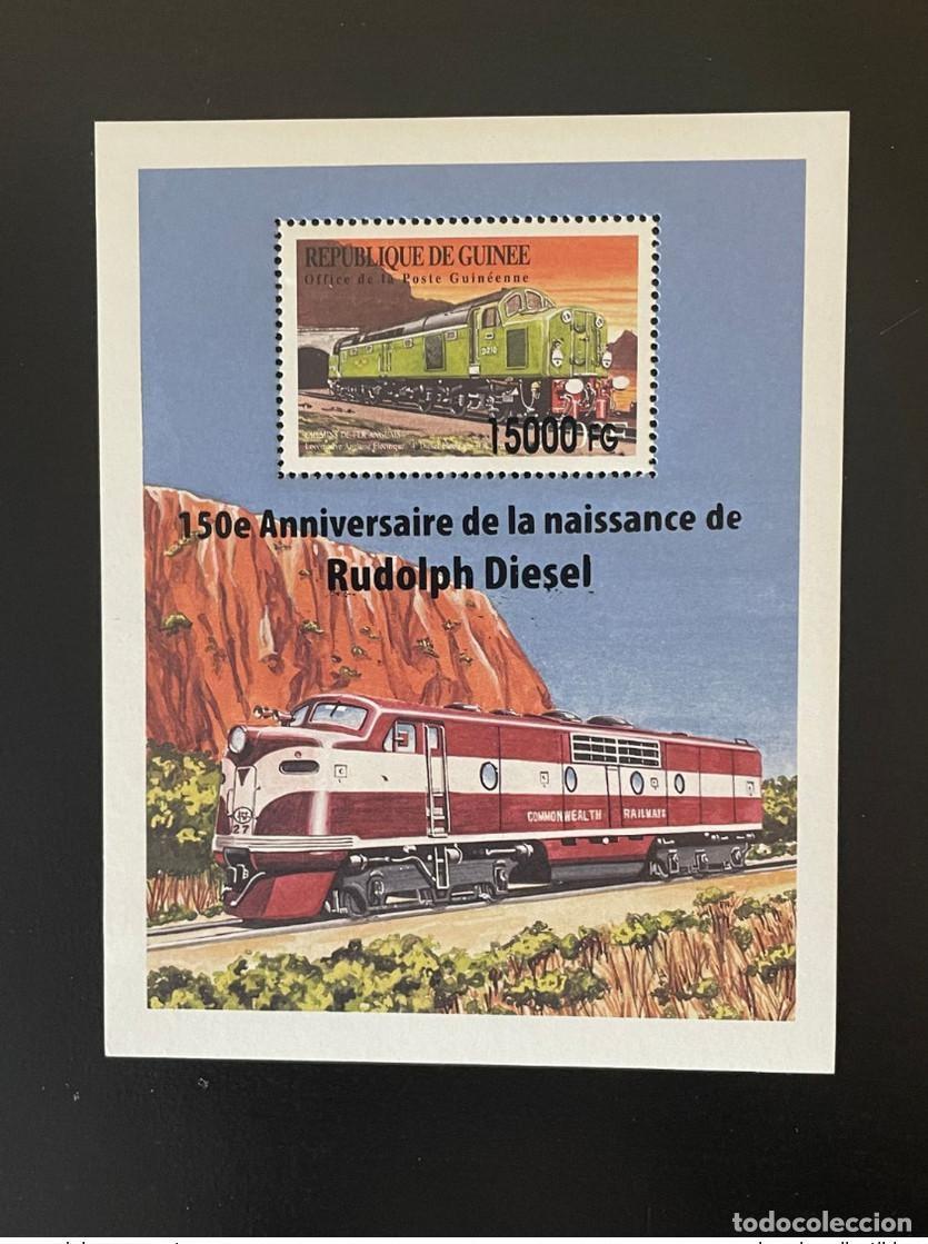 Sellos: Guinea 2008 Mi. Bl. 1635 Trenes sobrecargados ferrocarriles locomotoras Rudolph Diesel