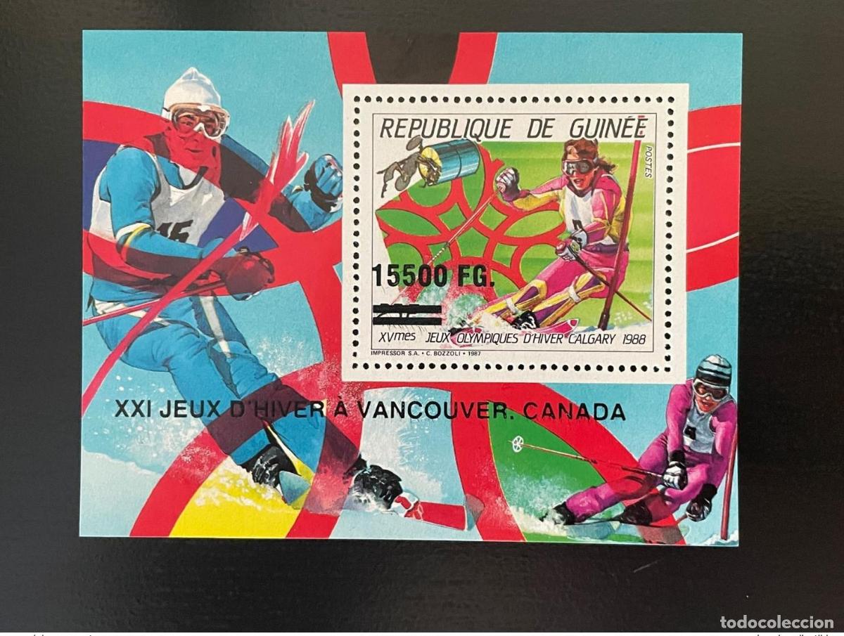 Sellos: Guinea 2009 Mi. Bl. 1721 Sobrecargado Calgary Juegos Ol&iacute;mpicos de 1988 Esqu&iacute;