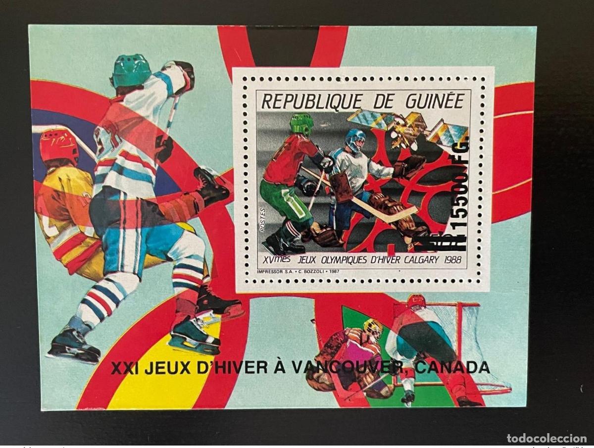Sellos: Guinea 2009 Mi. Bl. 1722 Overloaded Vancouver 2010 (Juegos Ol&iacute;mpicos de Hockey)