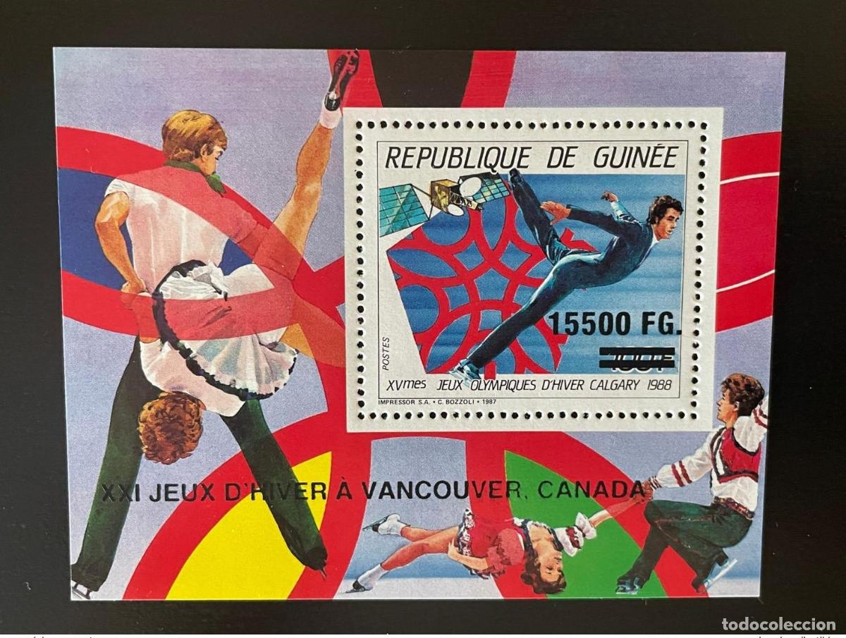 Sellos: Guinea 2009 Mi. Bl. 1723 Overprint Juegos Ol&iacute;mpicos de Vancouver 2010 patinaje sobre hielo