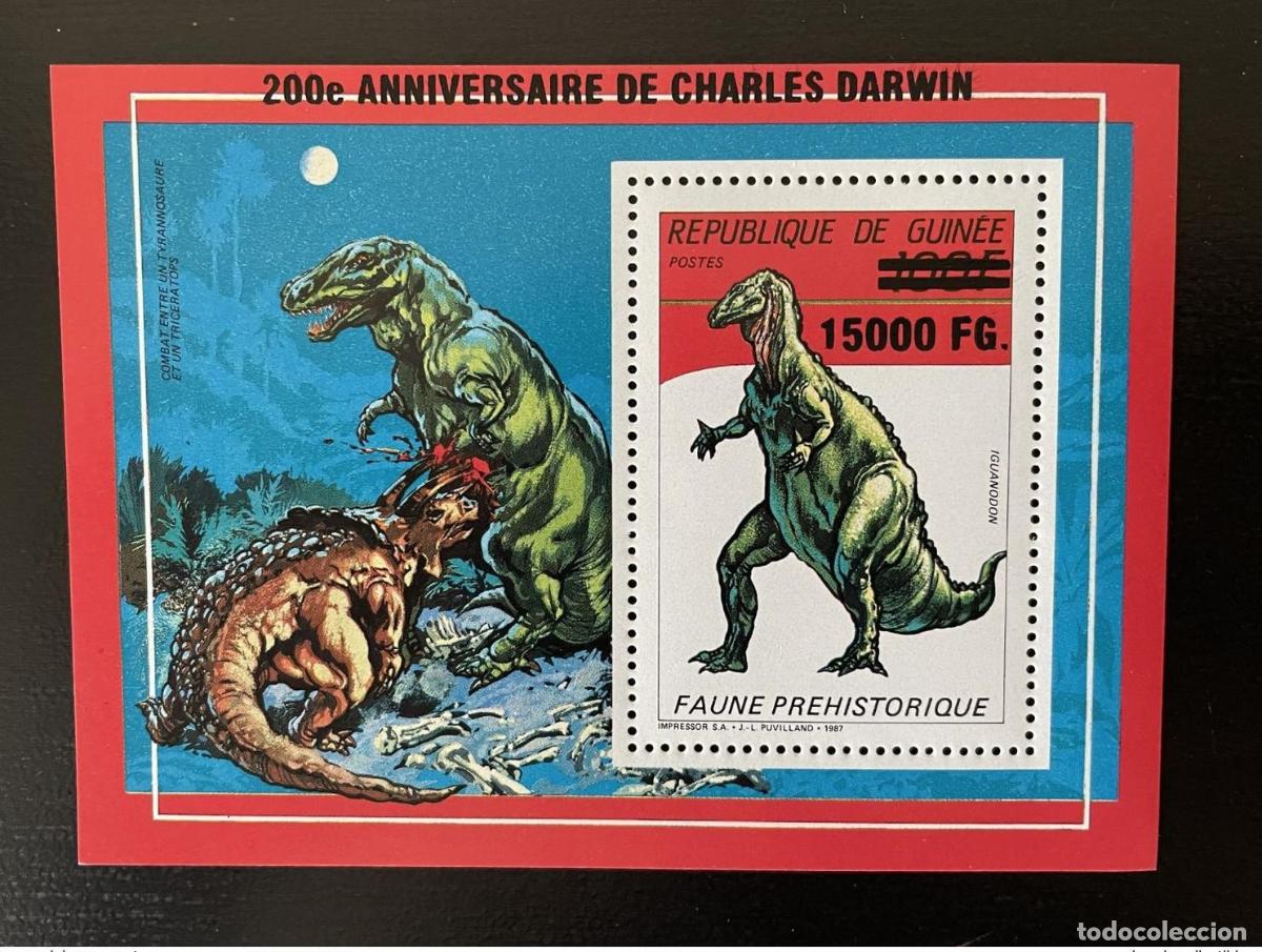 Sellos: Guinea 2009 Mi. Bl. 1731 Dinosaurios sobrealimentados 200 a&ntilde;os de Charles Darwin