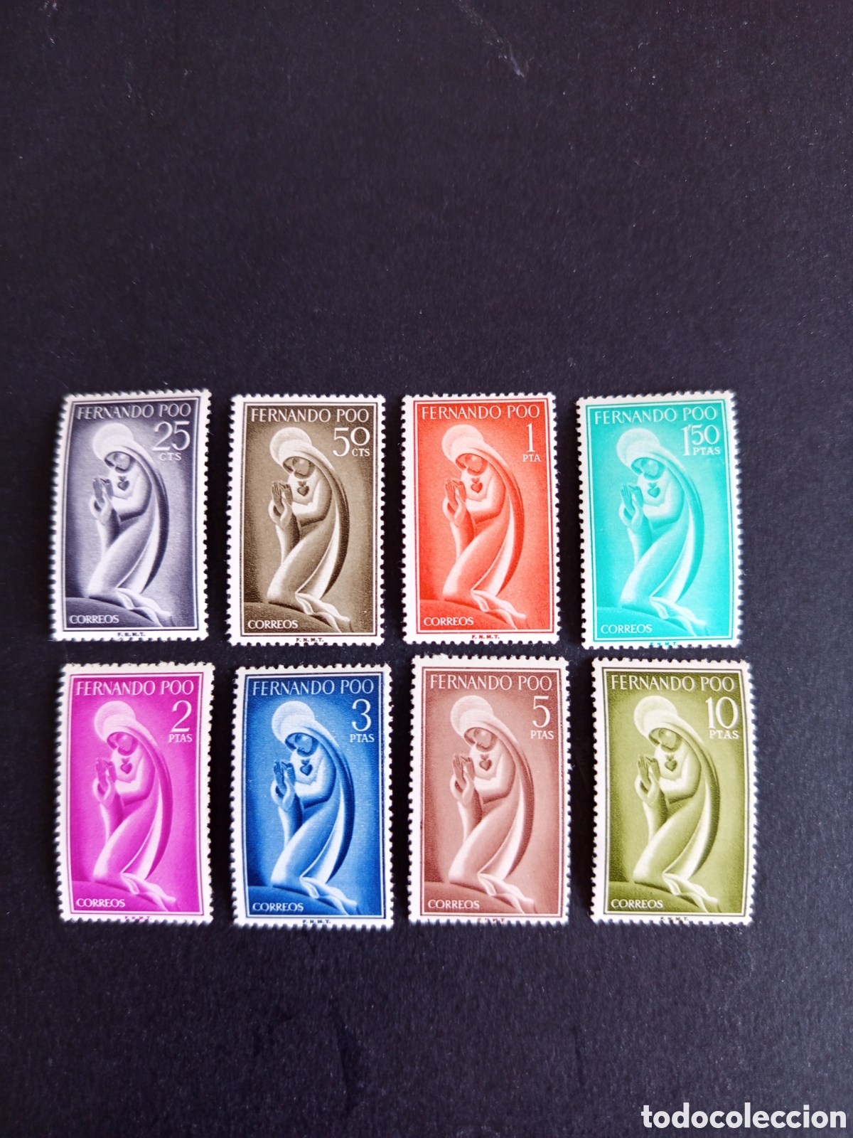 Sellos: Fernando Poo, 1960. Imagen de la Virgen. Edifil 179/80 y 182/87. Pedido m&iacute;nimo 3 &euro;. Ver fotos