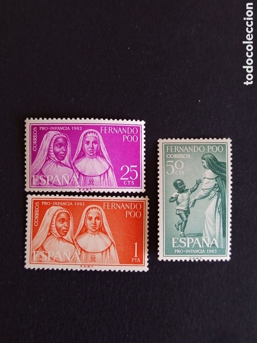 Sellos: Fernando Poo, 1963. Pro Infancia . Misioneras.Edifil 215/7. Pedido m&iacute;nimo 3 &euro;. Ver fotos .
