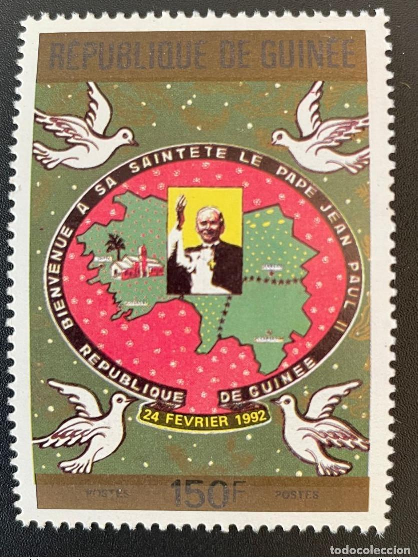Sellos: Guinea 1992 Mi. 1366 Visita al Papa Pasado Juan Pablo II Paloma P&aacute;jaro