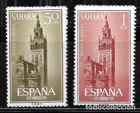 Sellos: SAHARA 1963, SERIE EDIFIL 215/216 - AYUDA A SEVILLA. MNH.
