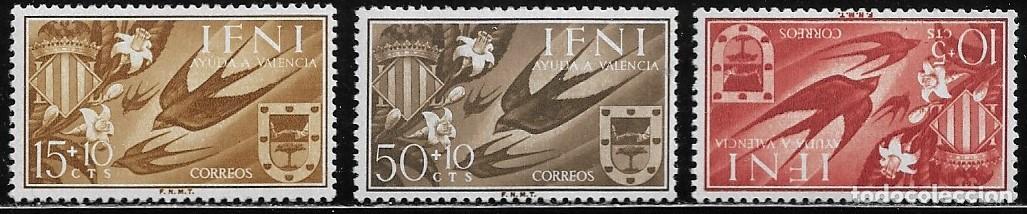 Sellos: IFNI 1958, EDIFIL 142/44 - AYUDA A VALENCIA. MNH.