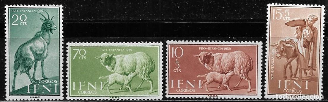 Sellos: IFNI 1959, EDIFIL 152/155 - PRO INFANCIA - FAUNA DOM&Eacute;STICA. MNH.