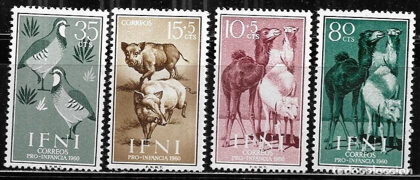 Sellos: IFNI 1960, EDIFIL 159/162 - PRO INFANCIA - FAUNA. MNH.