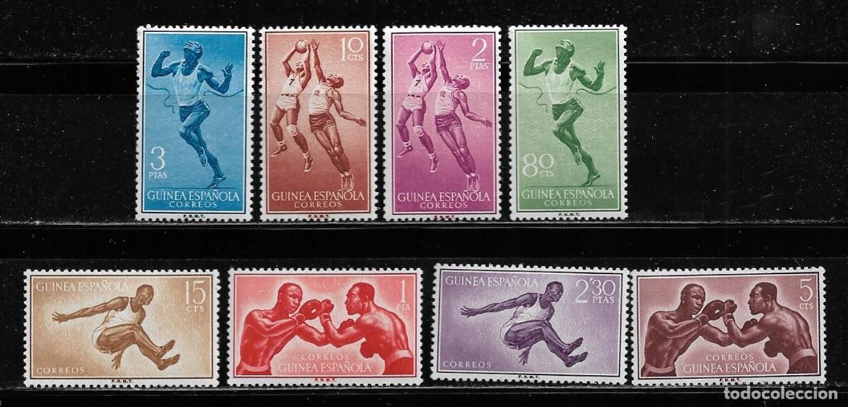 Sellos: GUINEA 1958, SERIE EDIFIL 376/383 - SERIE B&Aacute;SICA - DEPORTES. MNH.