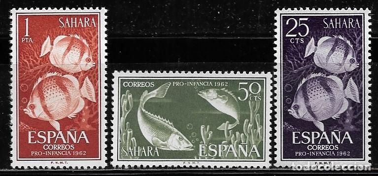 Sellos: SAHARA 1962, SERIE EDIFIL 209/11 - PRO INFANCIA - PECES. MNH.