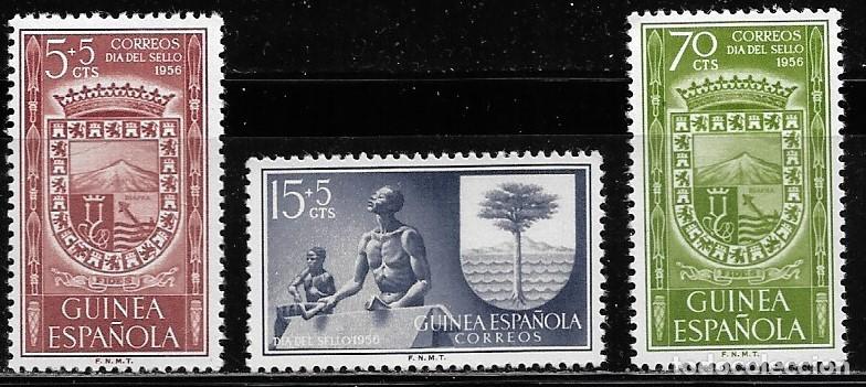 Sellos: GUINEA 1956, SERIE EDIFIL 362/364 - D&Iacute;A DEL SELLO. MNH.
