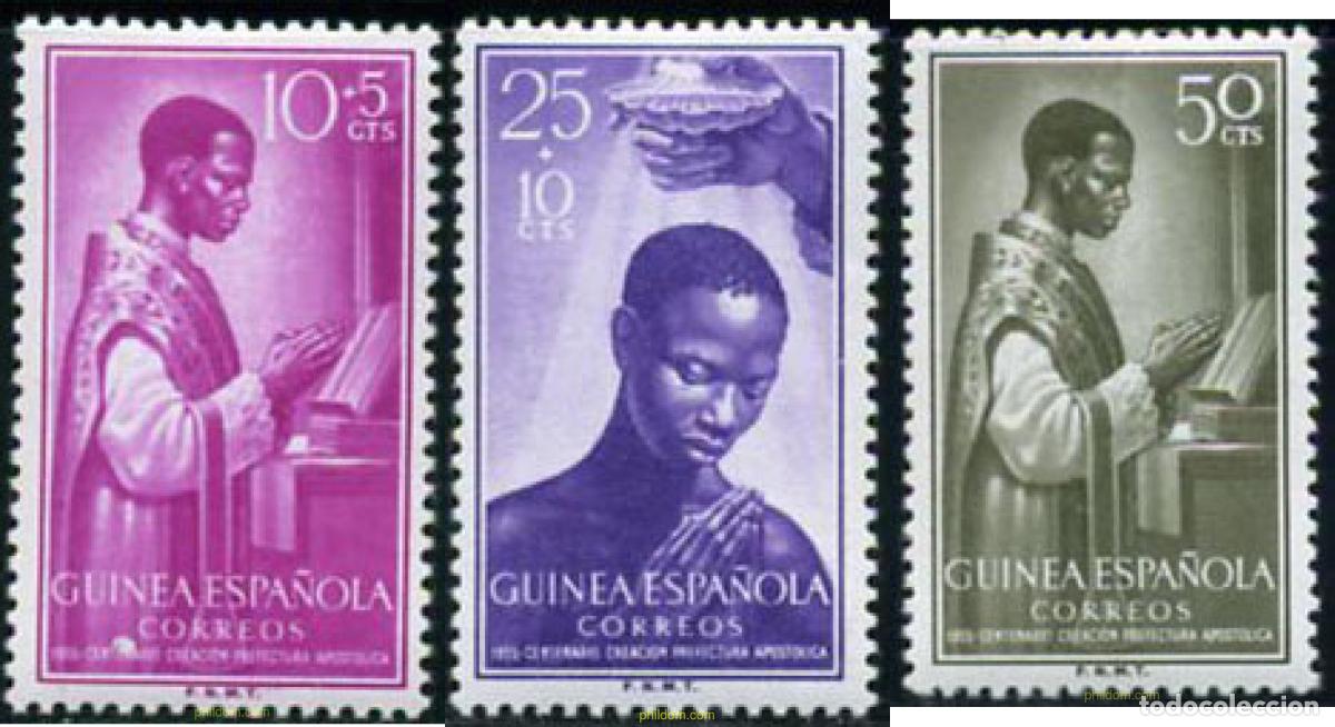 Sellos: 198497 MNH GUINEA ESPA&Ntilde;OLA 1955 100 ANIVERSARIO DE LA PREFECTURA APOSTOLICA