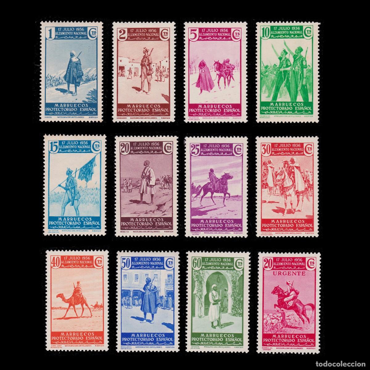 Sellos: MARRUECOS ESPA&Ntilde;OL.1937 Alzamiento Nacional.12 valores Nuevo** + OBSEQUIO.
