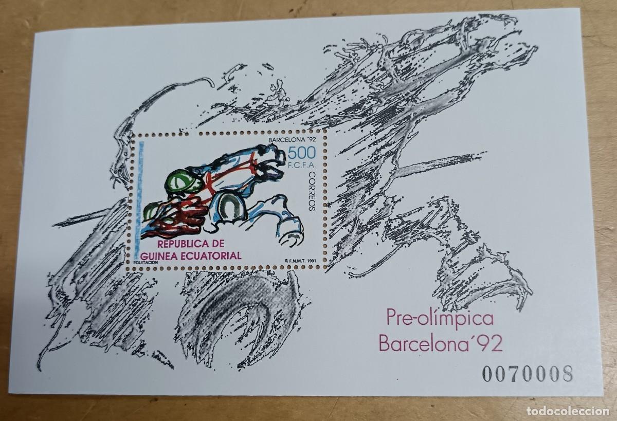Sellos: HOJA BLOQUE REP&Uacute;BLICA DE GUINEA ECUATORIAL PRE-OL&Iacute;MPICA BARCELONA'92 12X8 CM.
