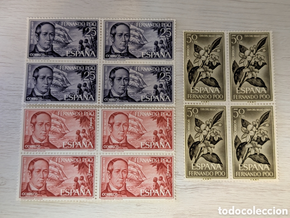 Stamps: Serie sellos nuevos en bloque de 4 Colonia Fernandon Poo