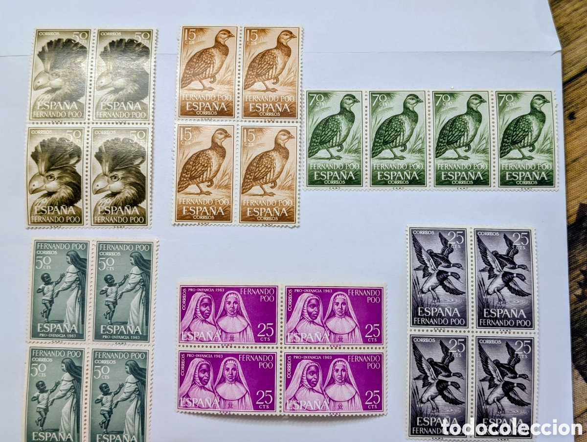 Stamps: Lote sellos nuevos en bloque de 4 Colonia Fernando Poo