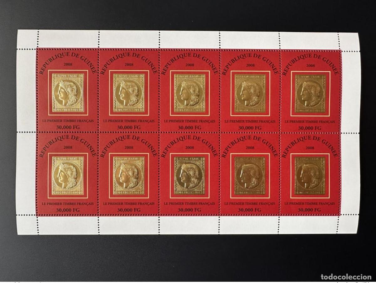 Sellos: Guinea 2008 Mi. 5452 hojas Primer sello franc&eacute;s dorado o C&eacute;r&egrave;s en