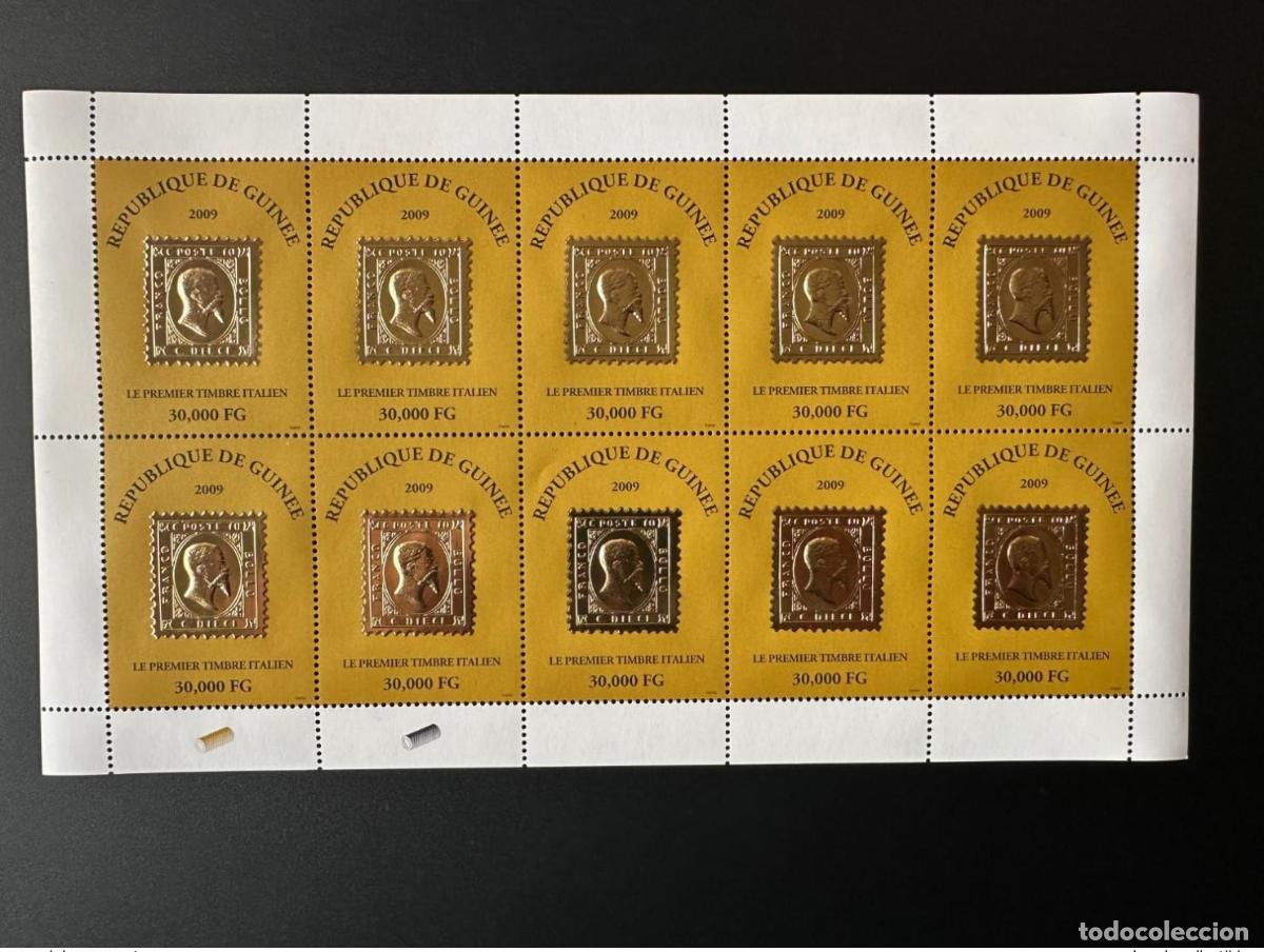 Sellos: Guinea 2009 Mi. 6488 hoja Primer sello italiano dorado o Ceres en