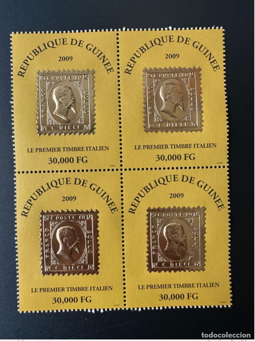 Sellos: Guinea 2009 Mi. 6488 bloque de 4 Primer sello italiano sobre Gold