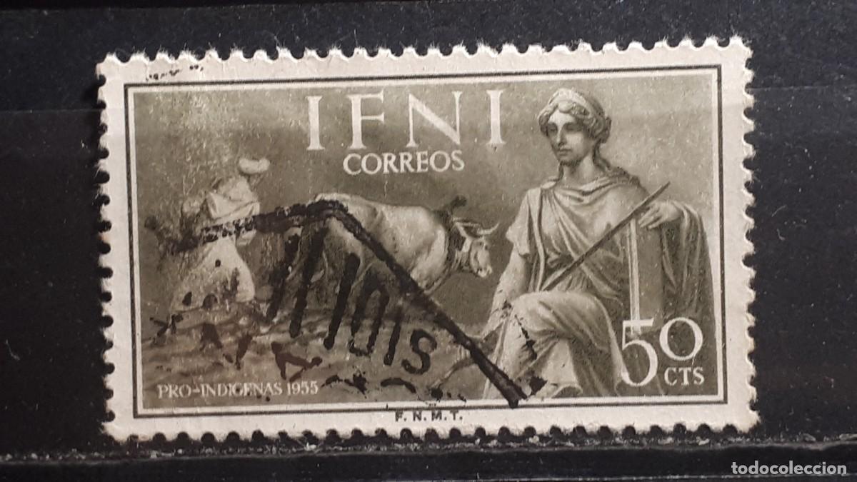 Sellos: IFNI. A&Ntilde;O 1955. &deg;. Edifil 124