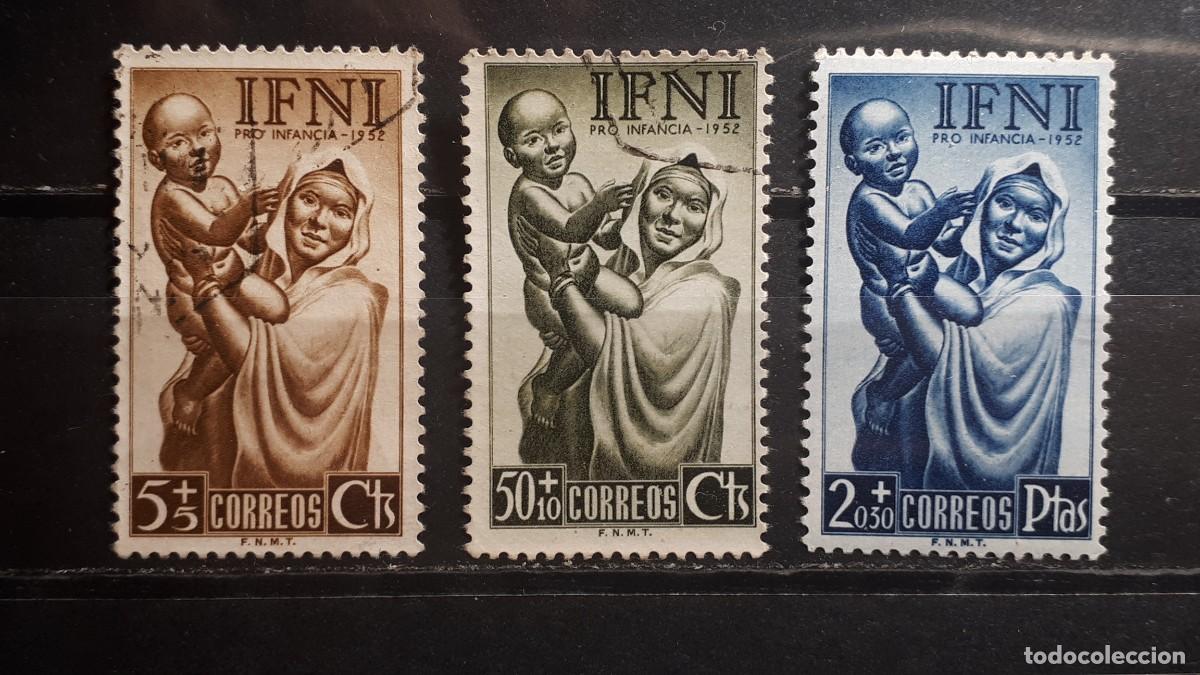 Sellos: IFNI. A&Ntilde;O 1952. &deg;/**. Edifil 79/81