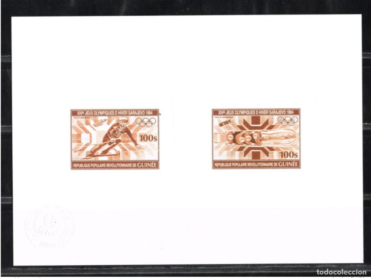 Sellos: Guinea 1984 Mi. 1010 - 1011 Prueba de artista en los Juegos Ol&iacute;mpicos Sarajevo Esqu&iacute;