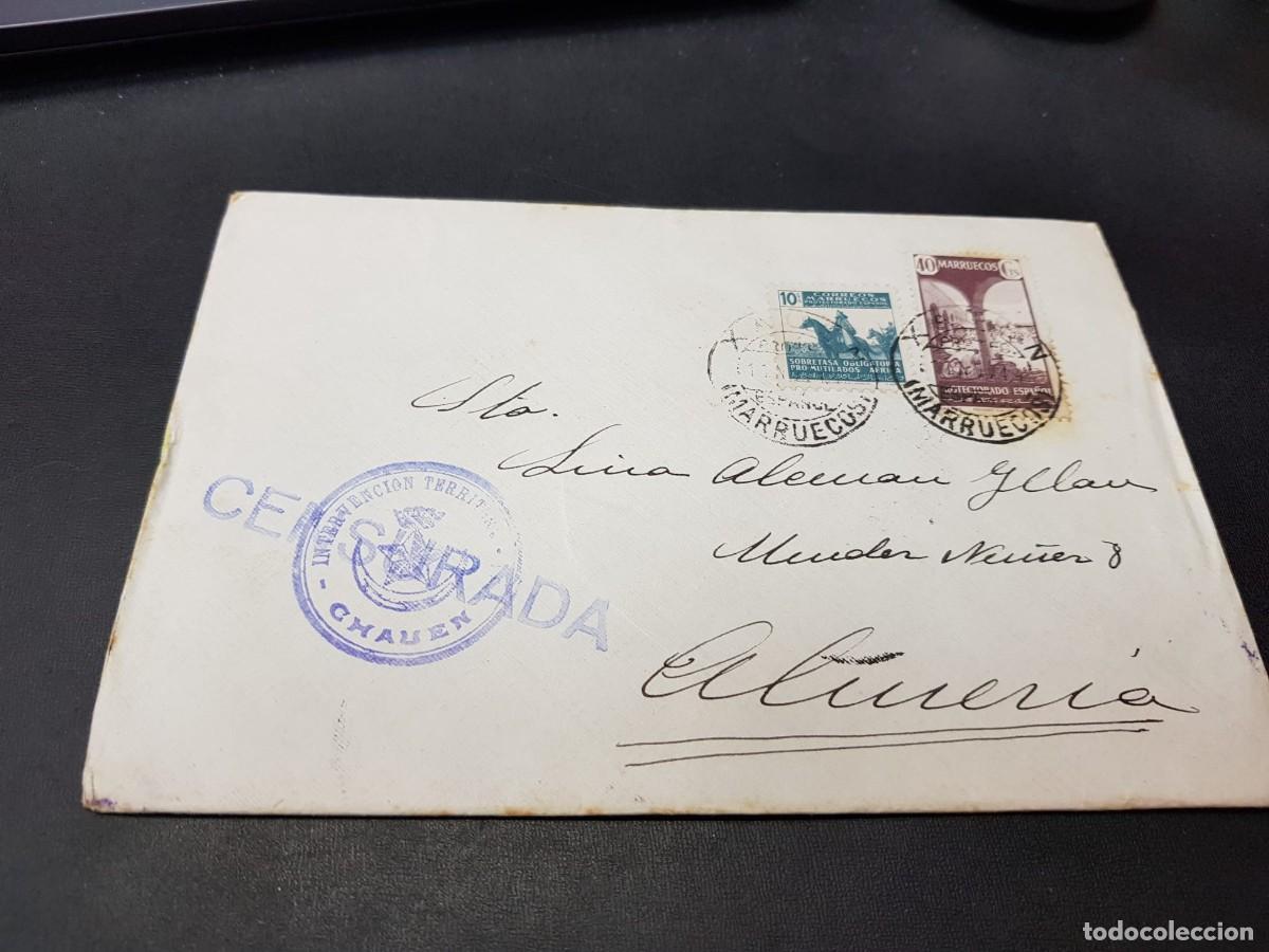 Sellos: CARTA CENSURADA-CON SELLOS DE MARRUECOS-ALMERIA-11 DE NOVIEMBRE DE 1945