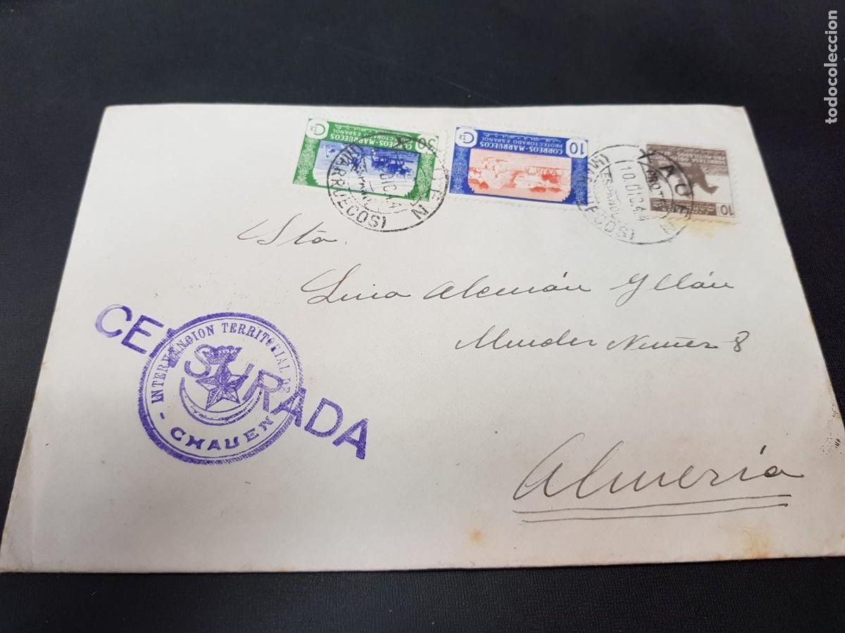 Sellos: CARTA CENSURADA-CON SELLOS DE MARRUECOS-ALMERIA-10 DE DICIEMBRE DE 1944