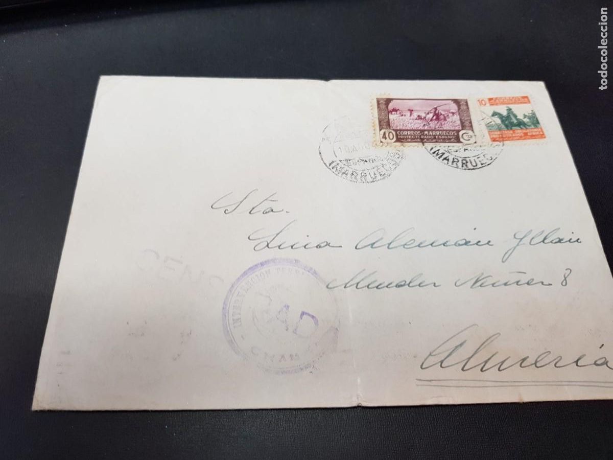Sellos: CARTA CENSURADA-CON SELLOS DE MARRUECOS-ALMERIA-10 DE AGOSTO DE 1945