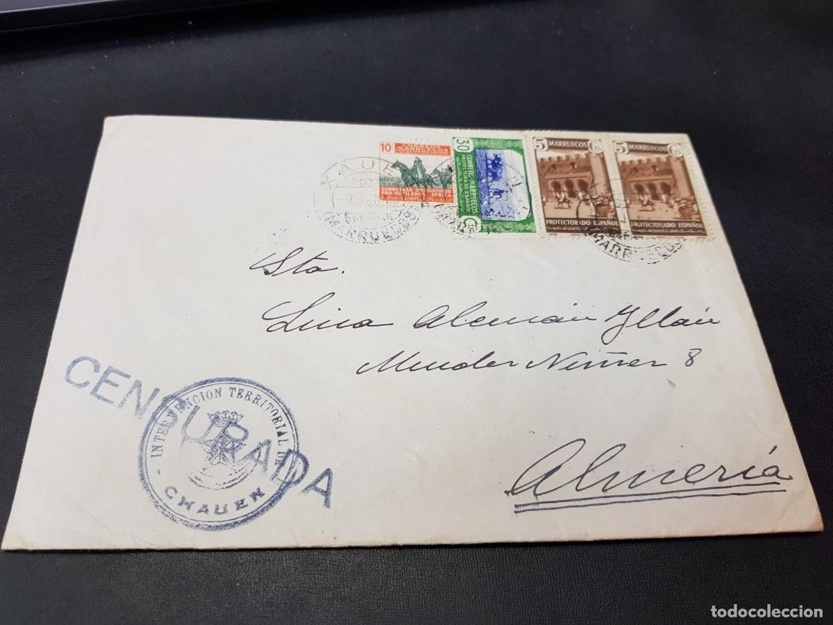 Sellos: CARTA CENSURADA-CON SELLOS DE MARRUECOS-ALMERIA-7 DE JUNIO DE 1945