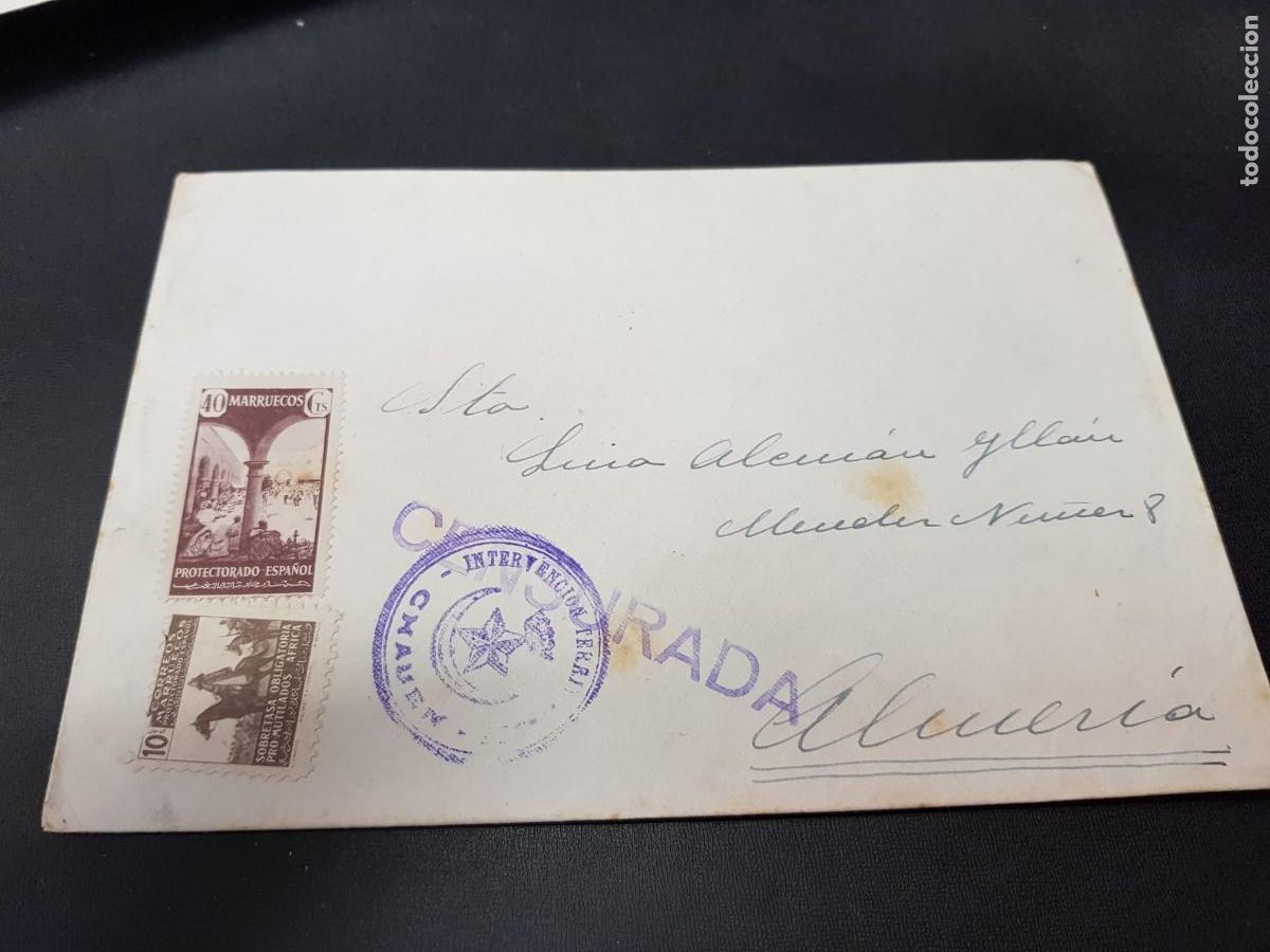 Sellos: CARTA CENSURADA-CON SELLOS DE MARRUECOS-ALMERIA-5 DE ENERO DE 1946