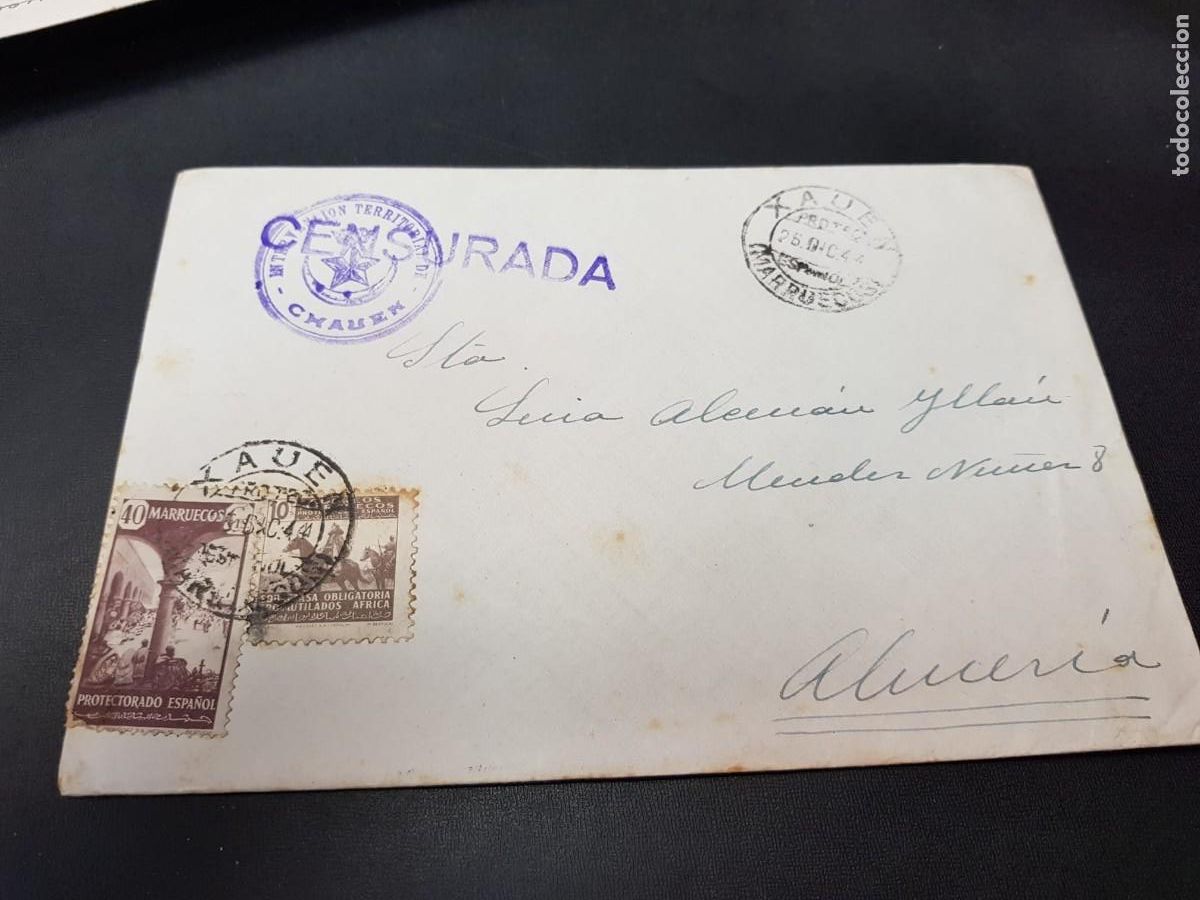 Sellos: CARTA CENSURADA-CON SELLOS DE MARRUECOS-ALMERIA-26 DE DICIEMBRE DE 1944