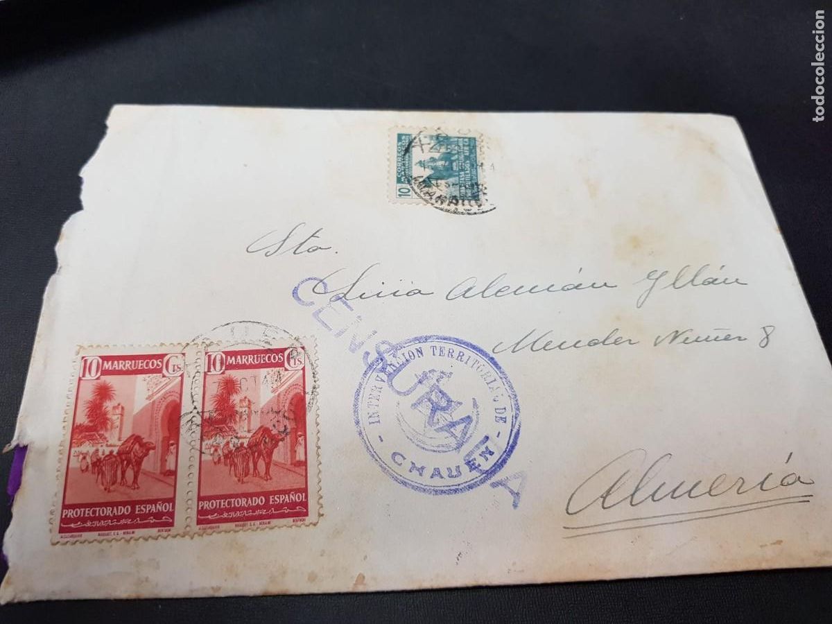 Sellos: CARTA CENSURADA-CON SELLOS DE MARRUECOS-ALMERIA-7 DE OCTUBRE DE 1944