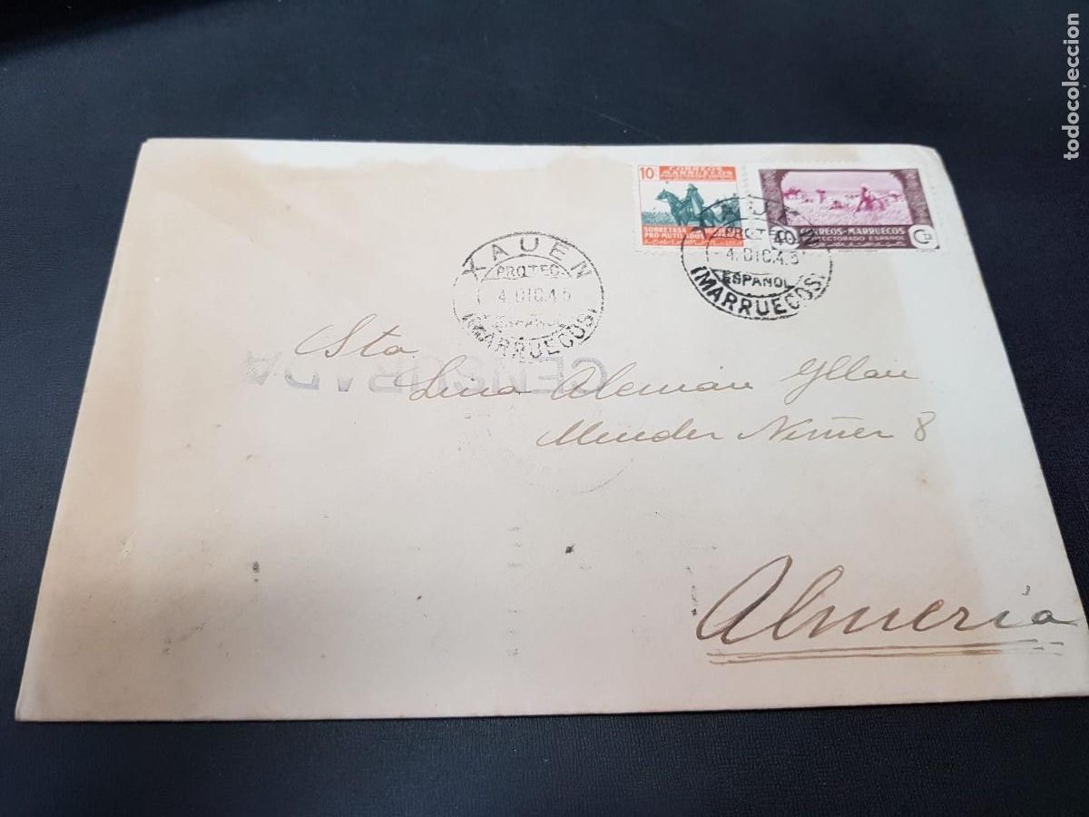 Sellos: CARTA CENSURADA-CON SELLOS DE MARRUECOS-ALMERIA-4 DE DICIEMBRE DE 1945