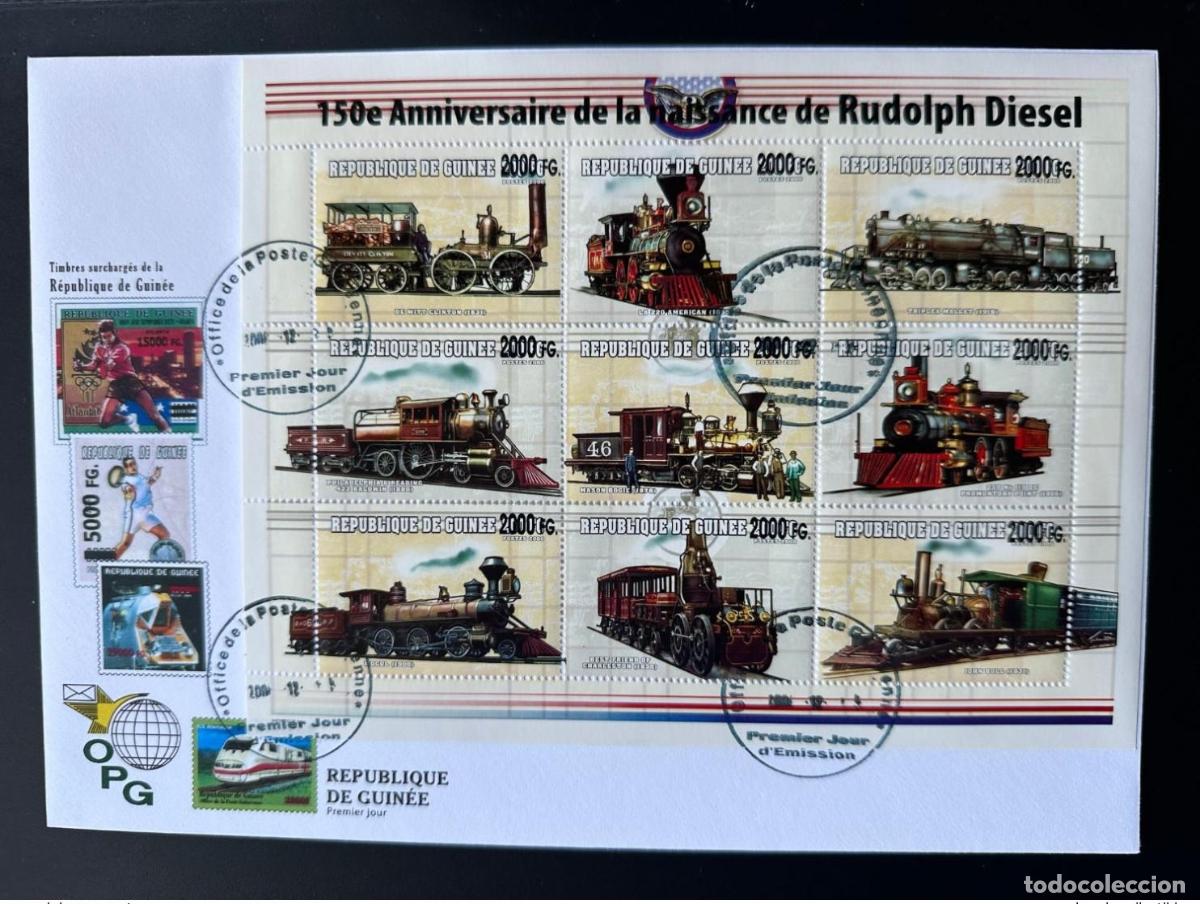 Sellos: Guinea 2008 Mi. 6189-6197 FDC Trenes sobrecargados locomotoras Rudolph Diesel
