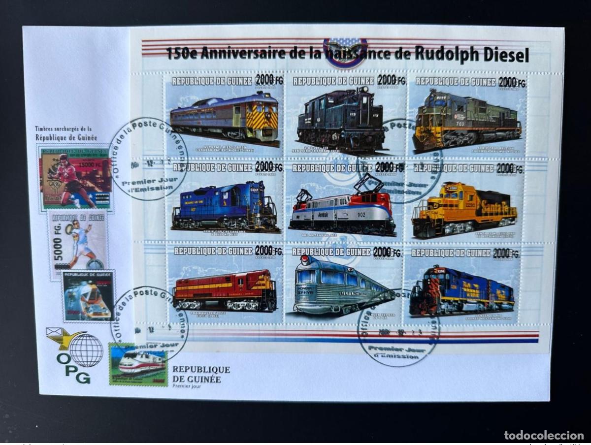 Sellos: Guinea 2008 Mi. 6198-6206 FDC Trenes sobrecargados locomotoras Rudolph Diesel