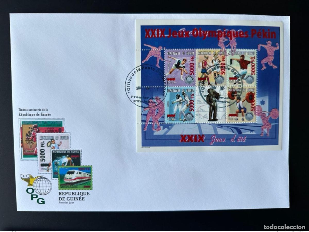 Sellos: Guinea 2008 Mi. 6275-6279 FDC sobrecargado Juegos Ol&iacute;mpicos de S&iacute;dney 2000 Beijing