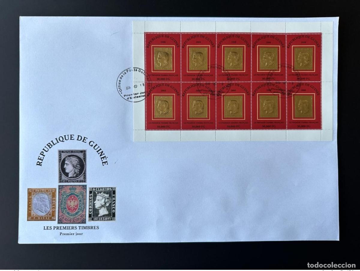 Sellos: Guinea 2008 Mi. 5452 FDC hoja Primer sello franc&eacute;s Oro o C&eacute;r&egrave;s