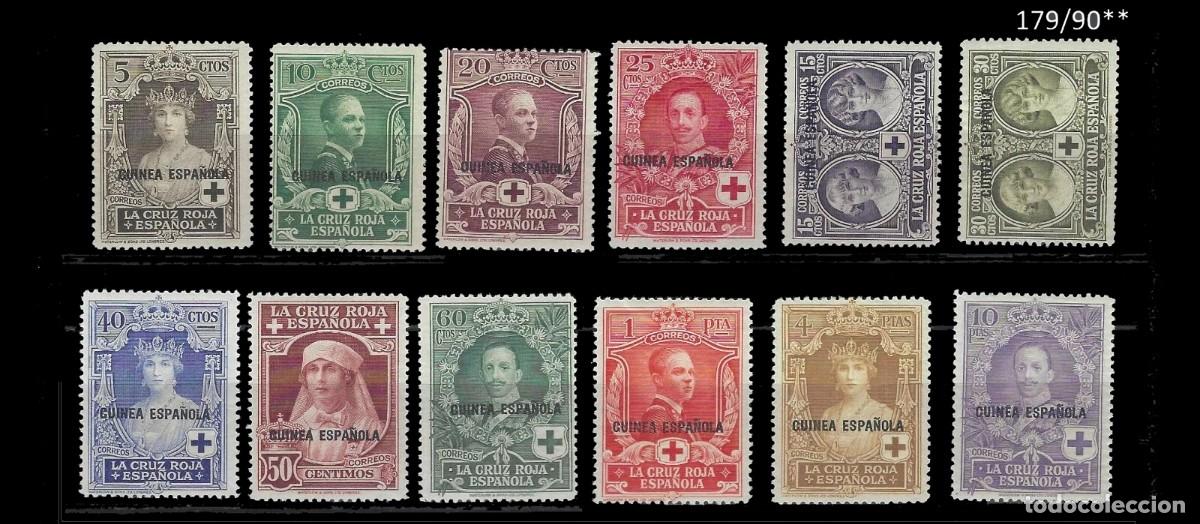 Sellos: Guinea ALFONSO XIII 1928 EDIFIL 179/90**SIN FIJASELLOS muy bonita