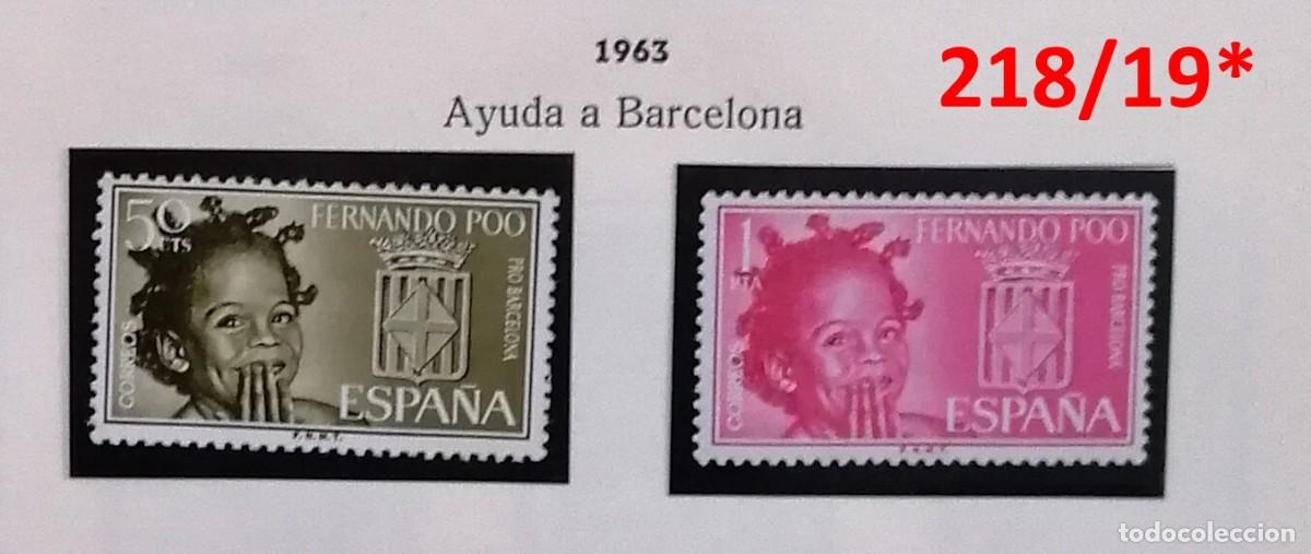 Sellos: FERNANDO POO Edifil 218/219 * Ayuda a Barcelona