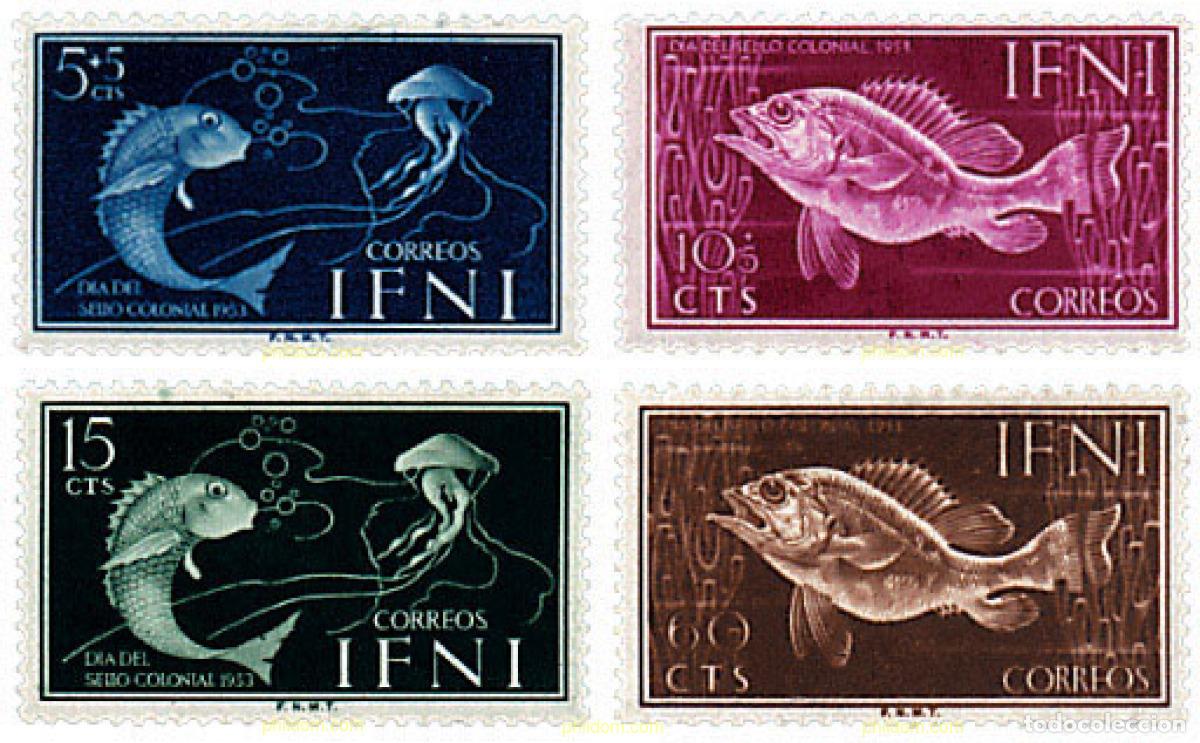 Sellos: 285100 HINGED IFNI 1953 DIA DEL SELLO. FAUNA MARINA