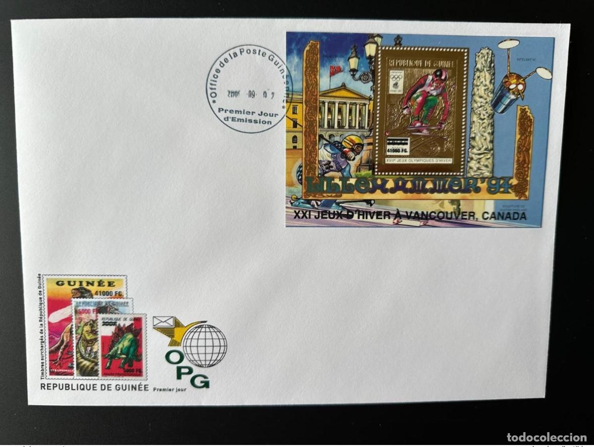 Sellos: Guinea 2009 FDC Mi. Bl. 1728 sobrecargado Gold Lillehammer Juegos Ol&iacute;mpicos de Vancouver