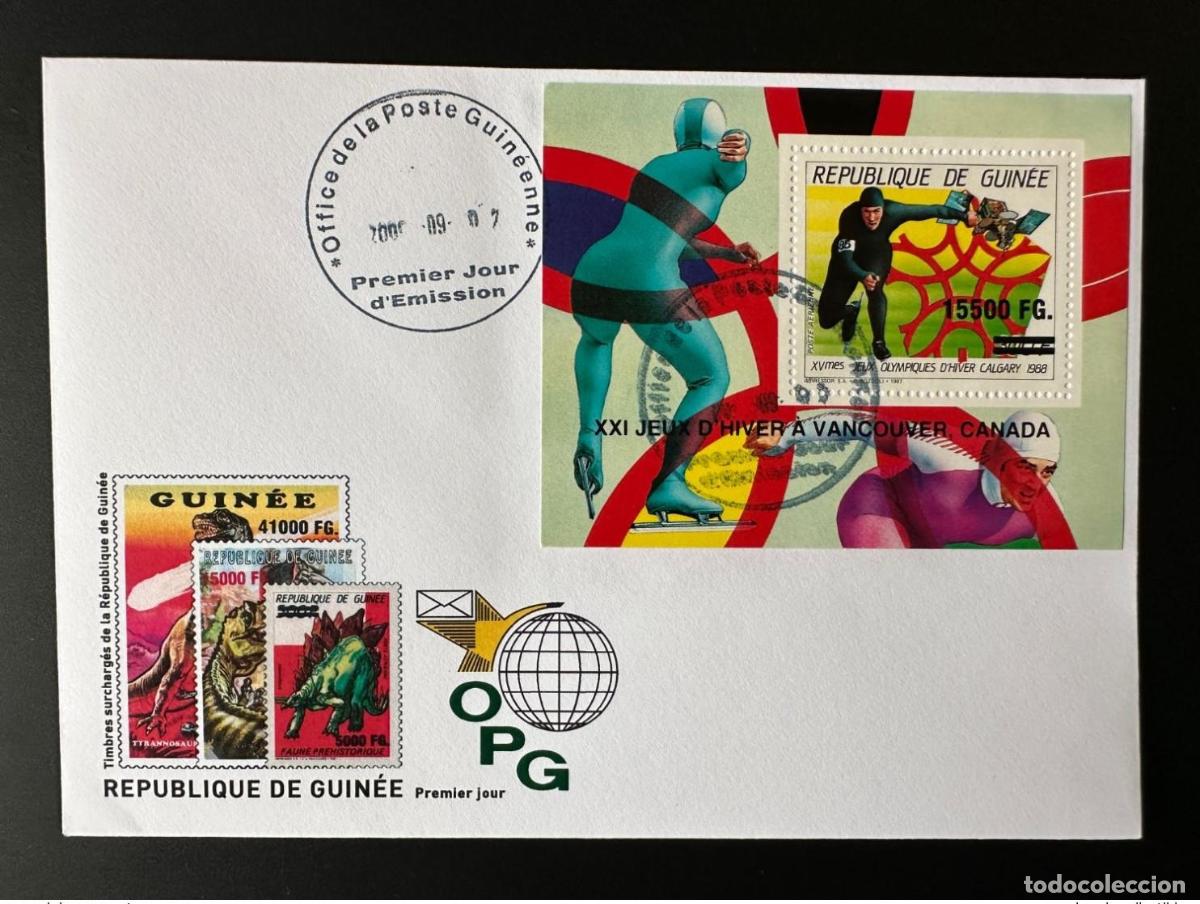 Selos: Guinea 2009 FDC Mi. Bl. 1725 Surch. Patinaje en los Juegos Ol&iacute;mpicos de Vancouver 2010