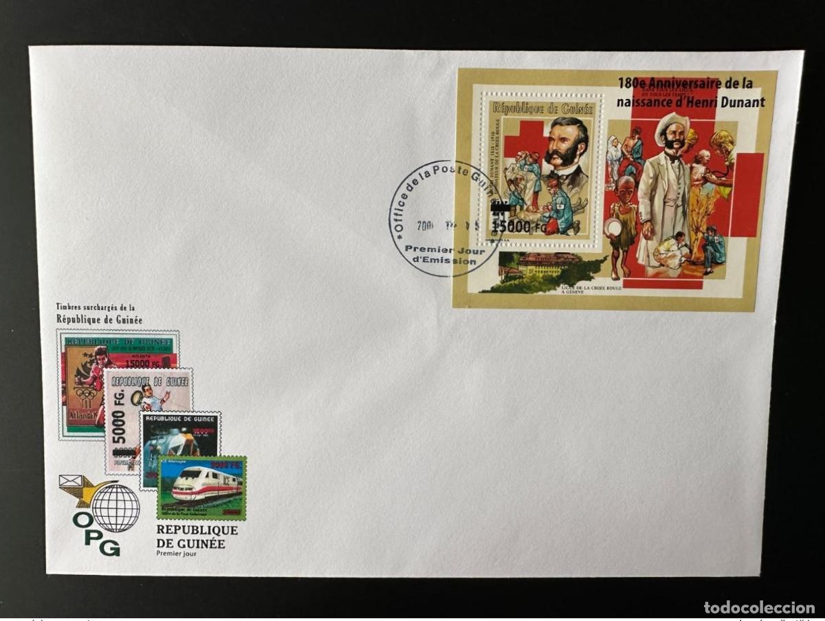 Sellos: Guinea 2008 FDC Mi. Bl. 1650 sobrecargado: Henri Henry Dunant (Cruz Roja