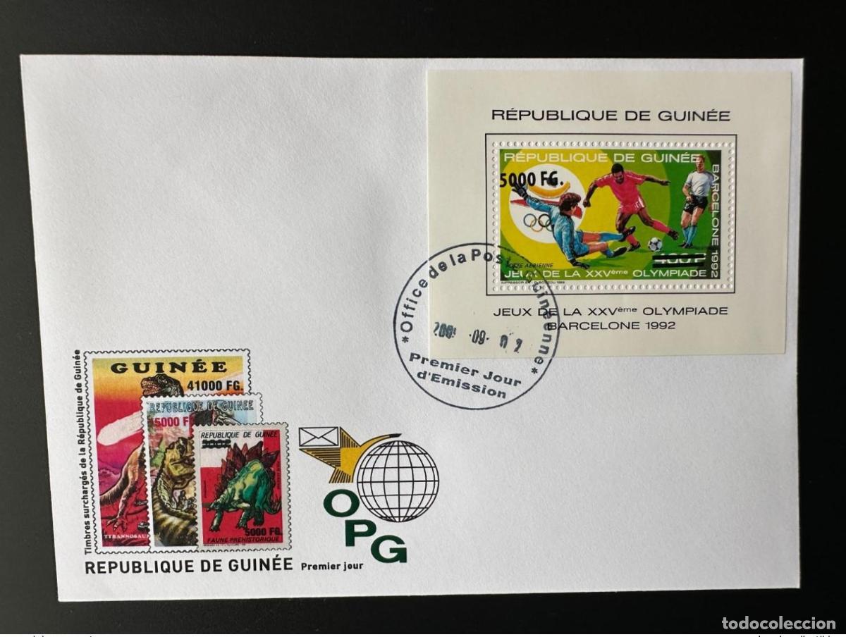 Sellos: Guinea 2009 FDC Mi. Bl. 1715 sobrecargado Barcelona 1992 Juegos Ol&iacute;mpicos F&uacute;tbol